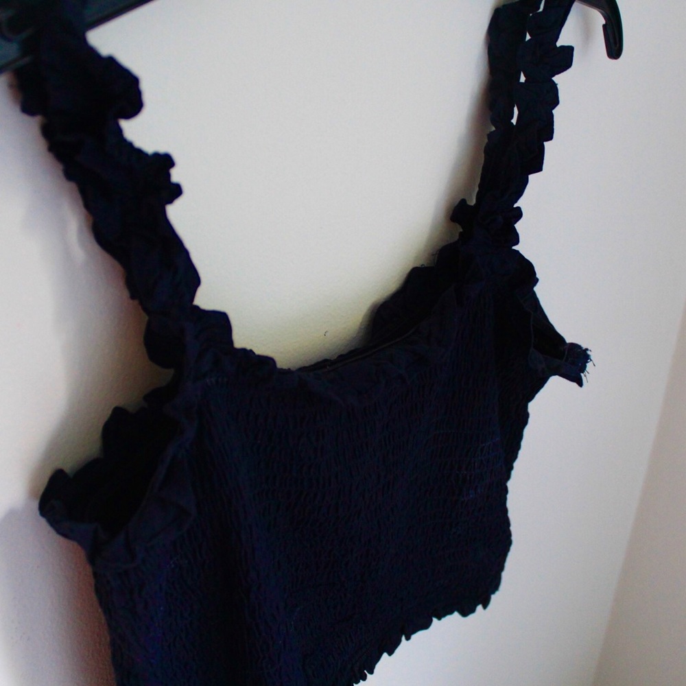 Navy Cropped Blouse